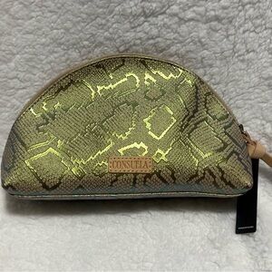 NWT Consuela Large Metallic Green Brandy Cosmetic Bag